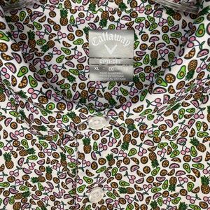 Callaway Opti-Dri Tropical Fruit Print Golf Polo Shirt XL